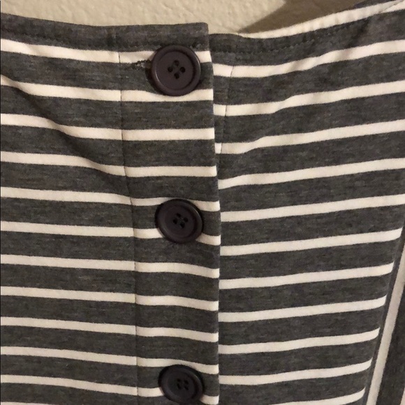 Grey and White Striped T-Shirt Dress - Picture 3 of 5